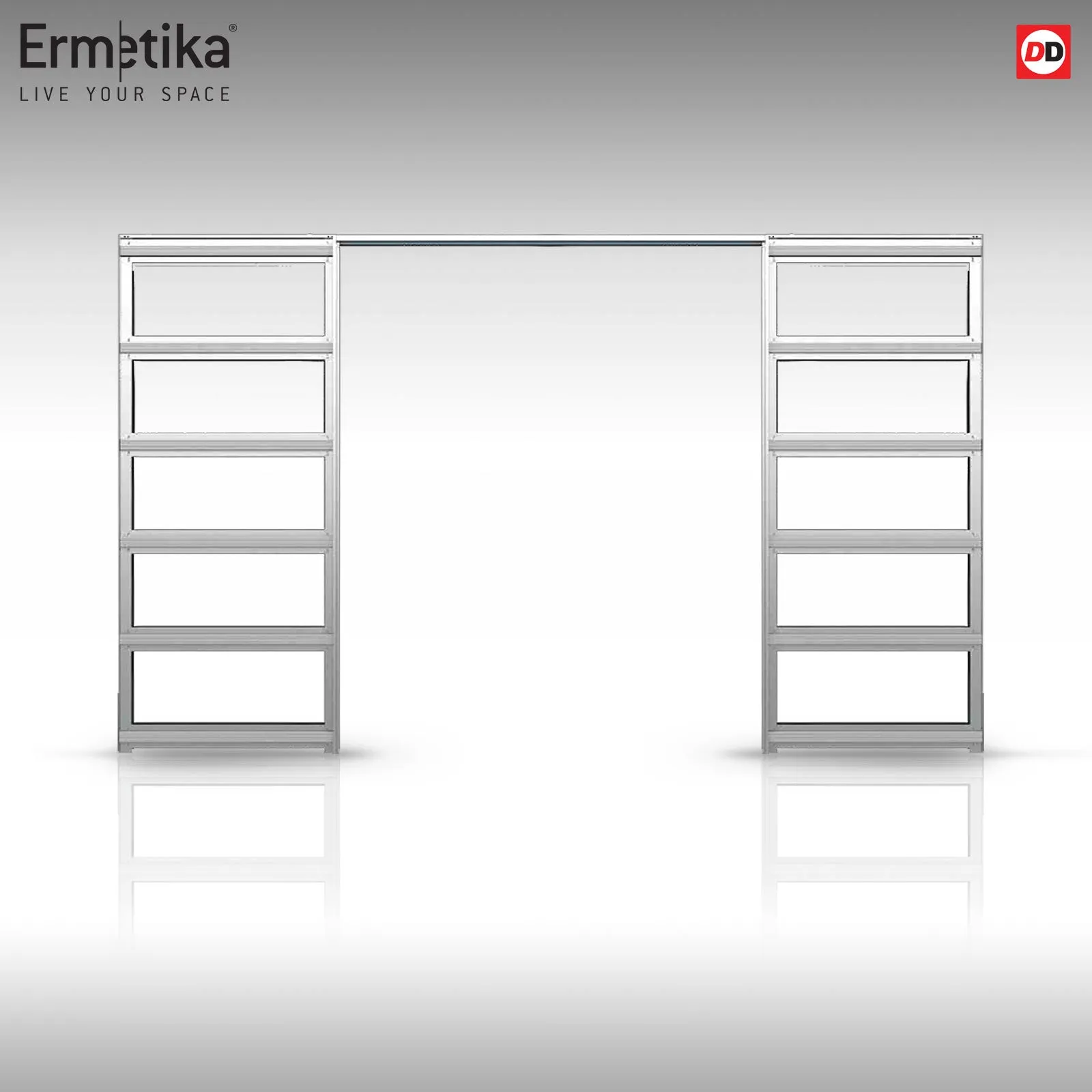 Axis Panelled Absolute Evokit Double Pocket Doors - White Primed