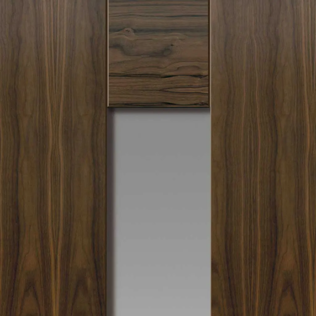 Axis Shaker Walnut Absolute Evokit Double Pocket Doors - Clear Glass - Prefinished