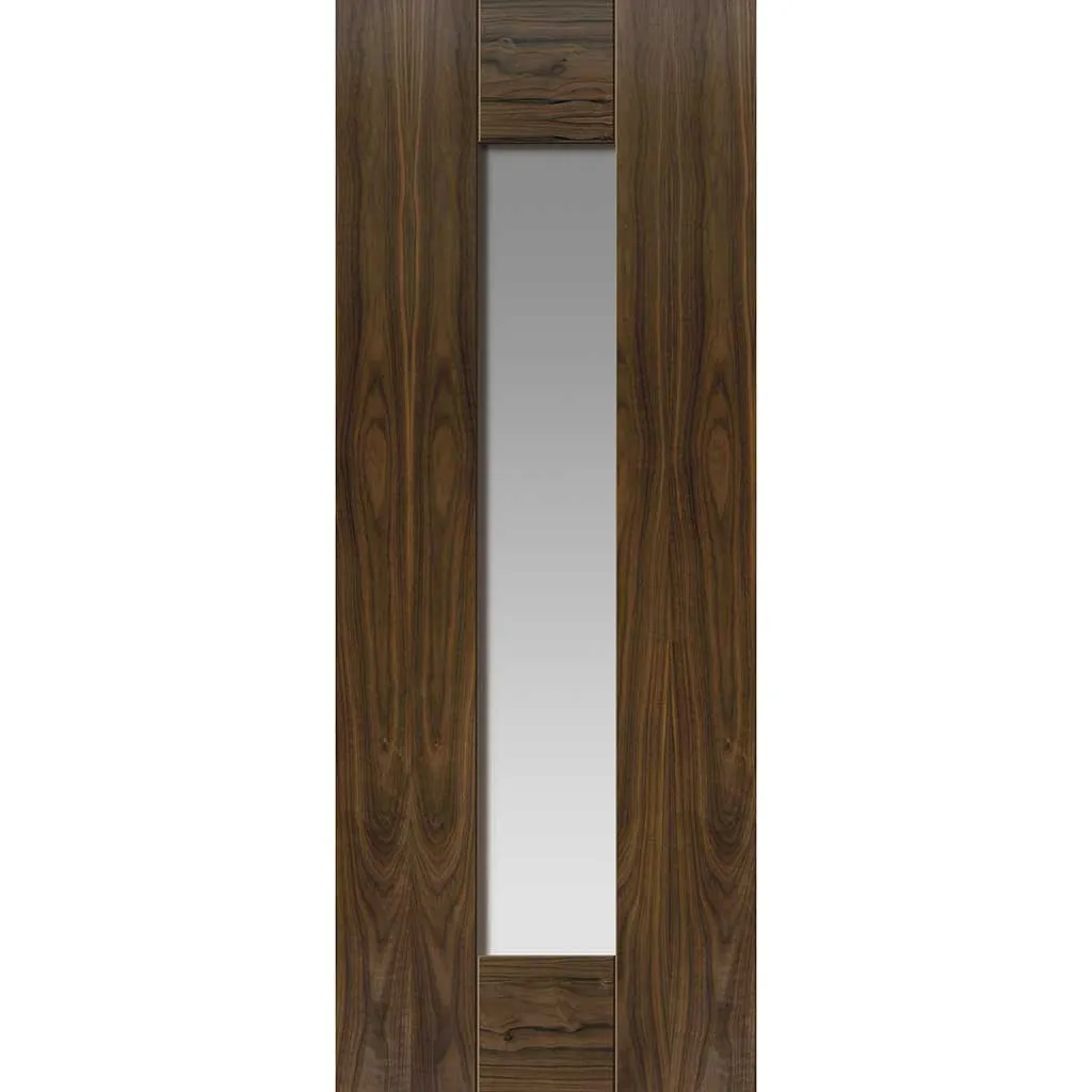 Axis Shaker Walnut Absolute Evokit Double Pocket Doors - Clear Glass - Prefinished