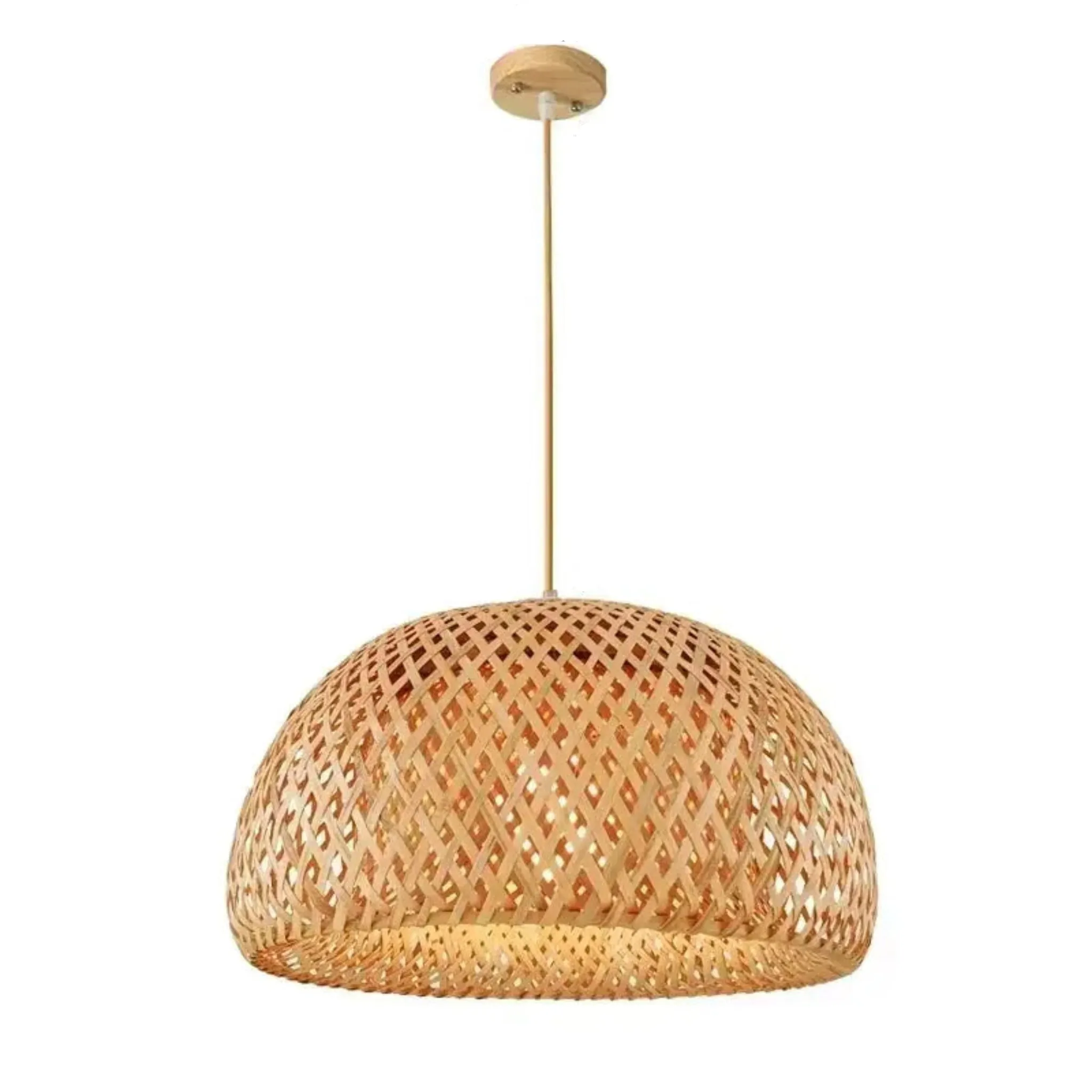 Bamboo Hanging Lamp | Hand-Knit Pendant Light for Dining & Living Spaces