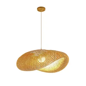 Bamboo Hanging Lamp | Hand-Knit Pendant Light for Dining & Living Spaces