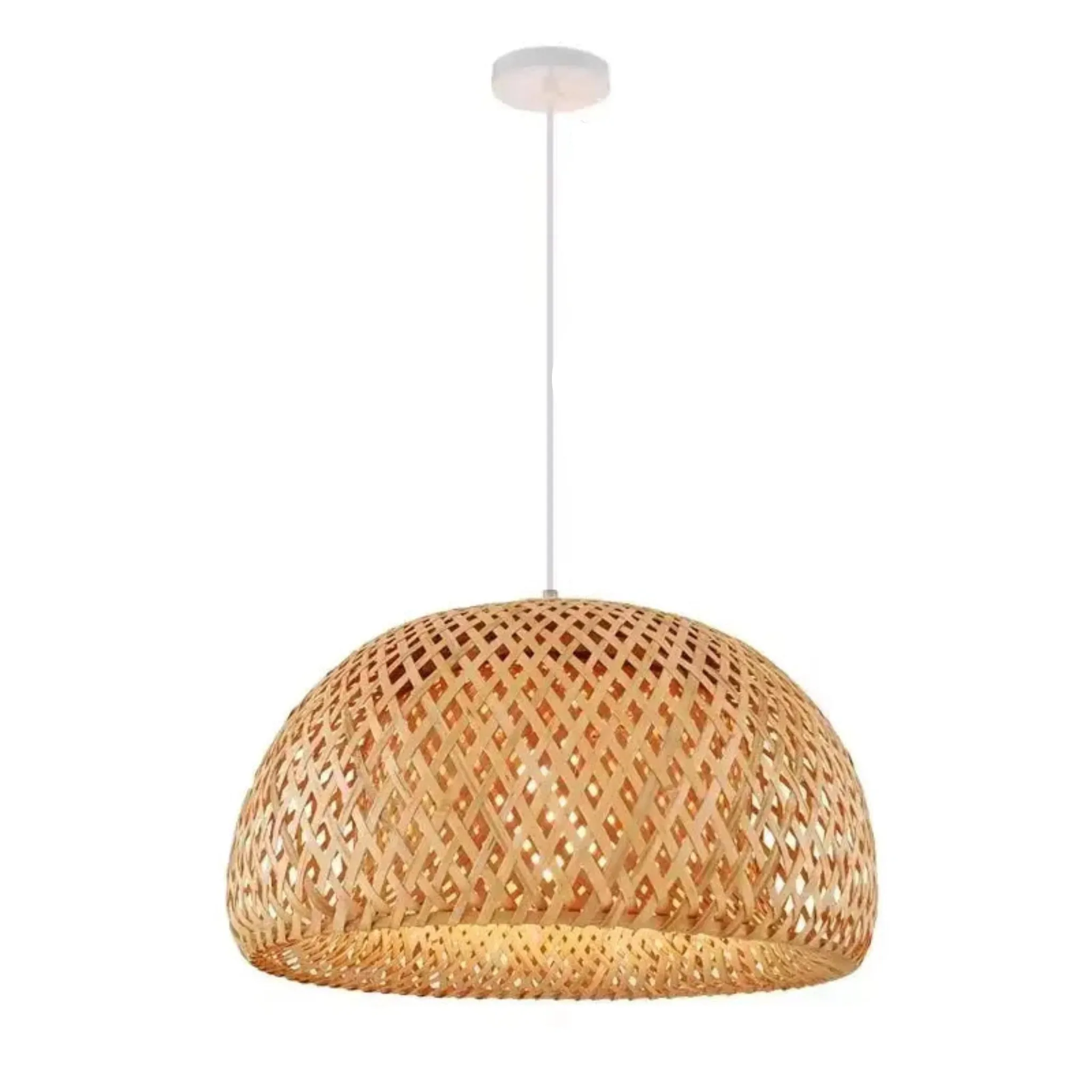 Bamboo Hanging Lamp | Hand-Knit Pendant Light for Dining & Living Spaces