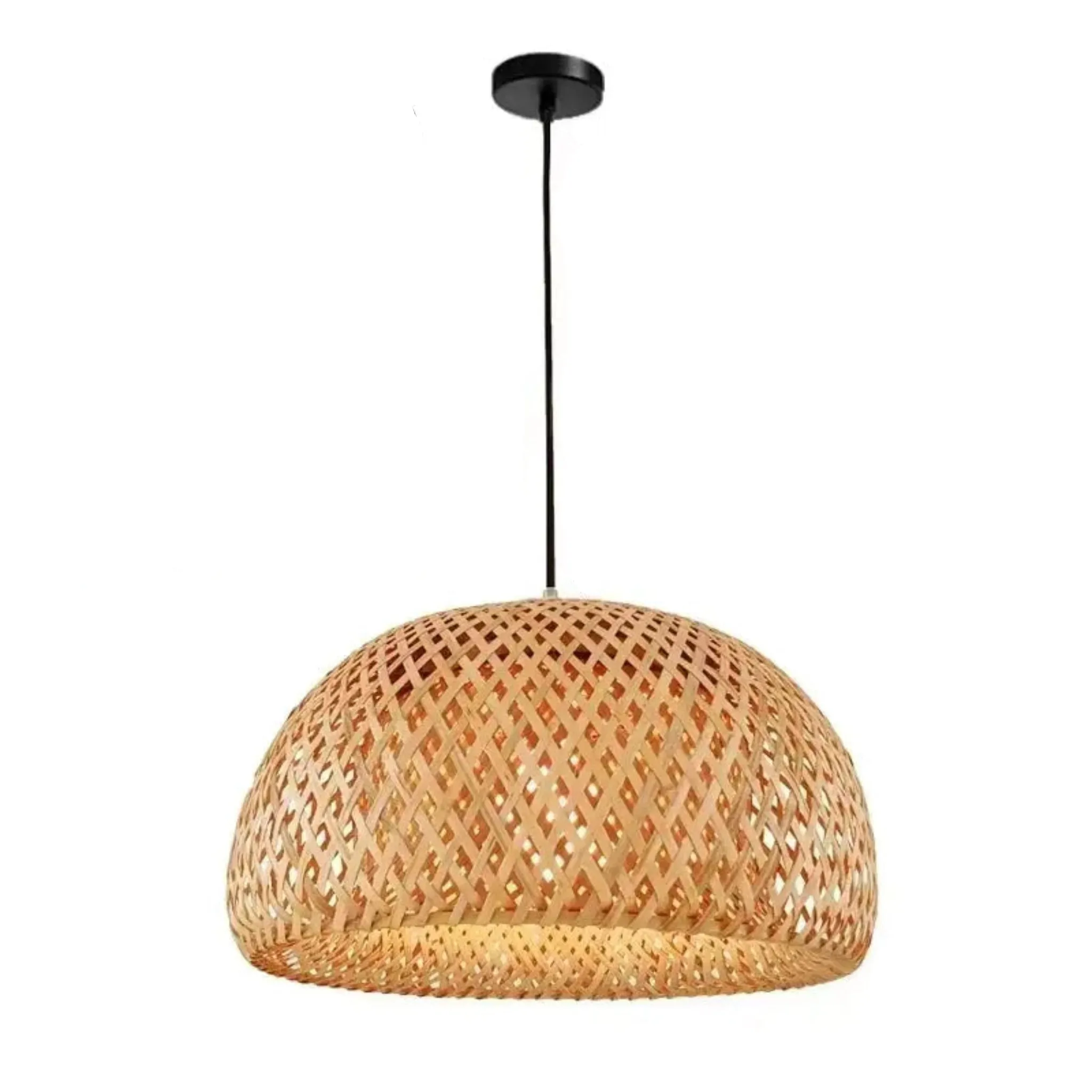 Bamboo Hanging Lamp | Hand-Knit Pendant Light for Dining & Living Spaces