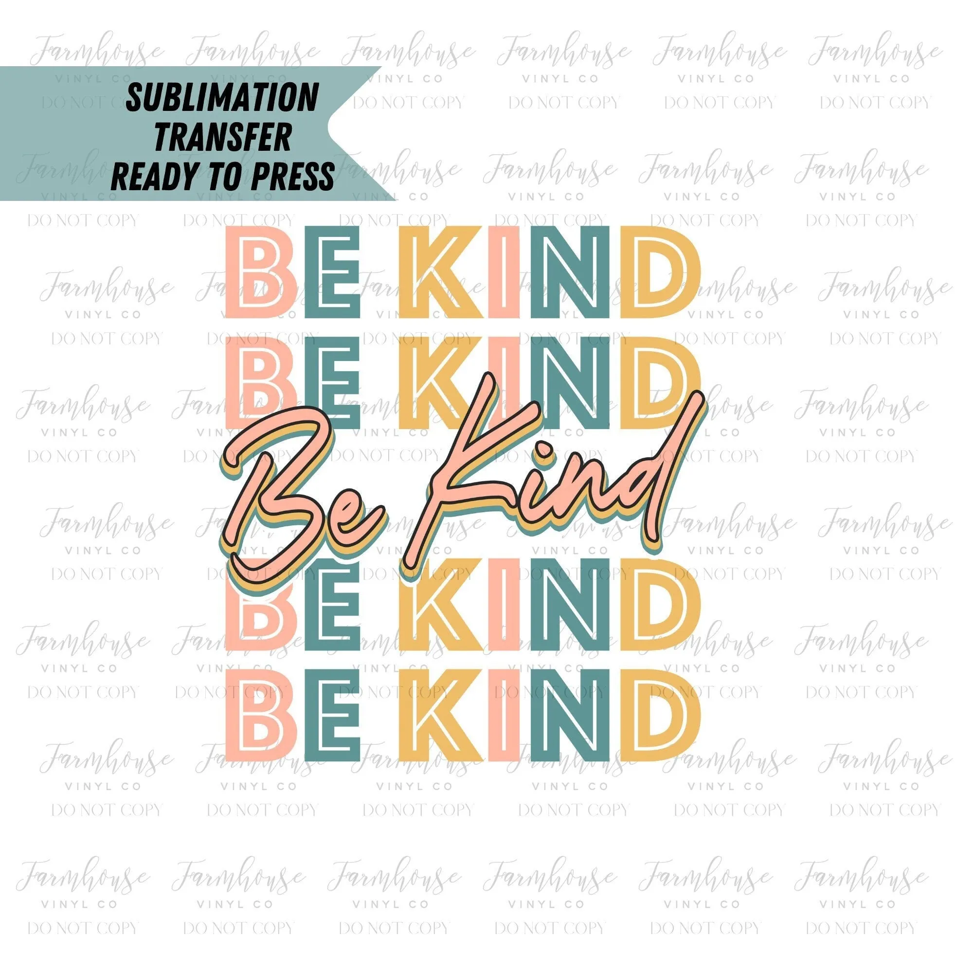 Be Kind Retro Stacked Font, Ready To Press, Sublimation Transfers, DIY Shirt, Sublimation, Transfer Ready To Press, Heat Transfer Designs