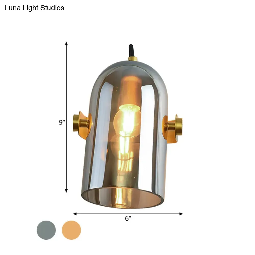 Beautiful Swivel Shade Cloche Bedside Sconce with Vintage Wall Mounted Amber/Smoke Glass - 1 Bulb Light