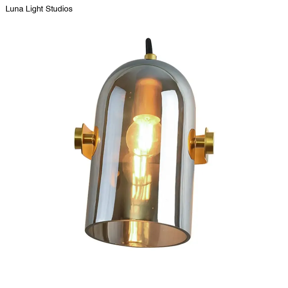 Beautiful Swivel Shade Cloche Bedside Sconce with Vintage Wall Mounted Amber/Smoke Glass - 1 Bulb Light