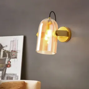 Beautiful Swivel Shade Cloche Bedside Sconce with Vintage Wall Mounted Amber/Smoke Glass - 1 Bulb Light