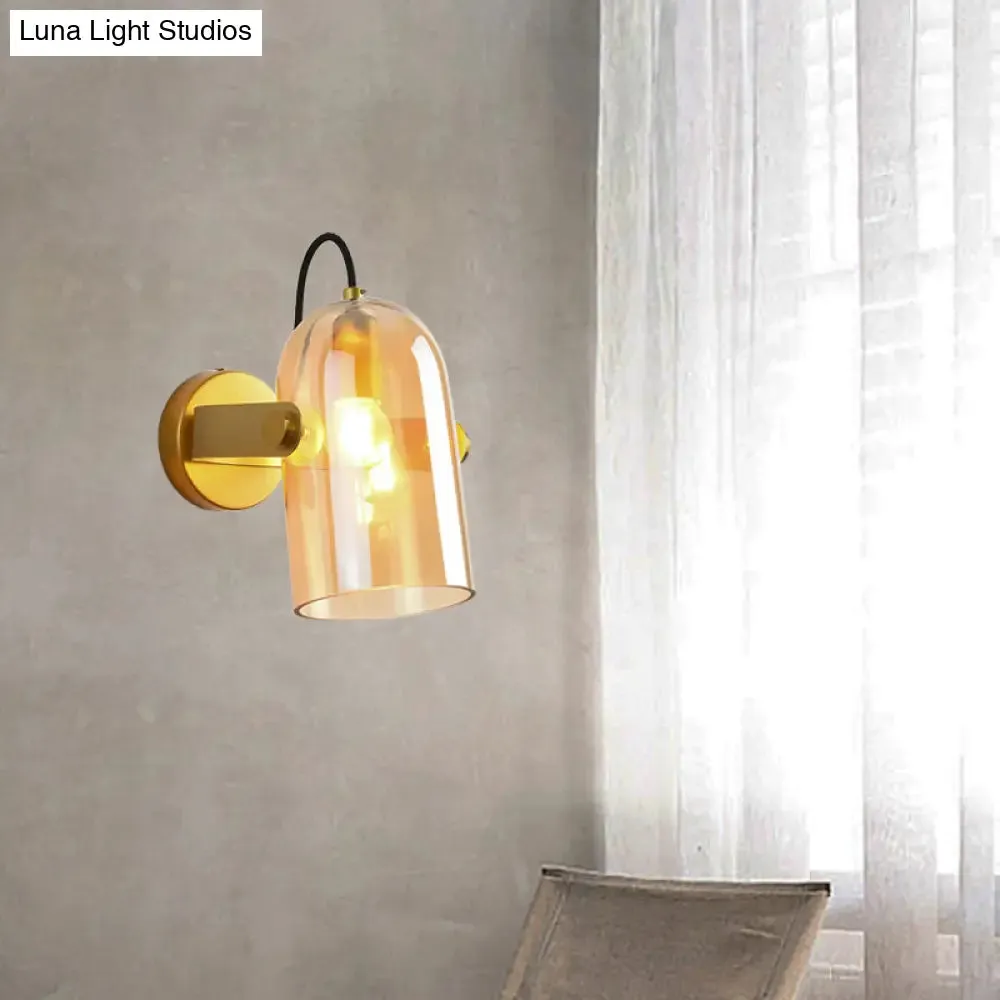 Beautiful Swivel Shade Cloche Bedside Sconce with Vintage Wall Mounted Amber/Smoke Glass - 1 Bulb Light