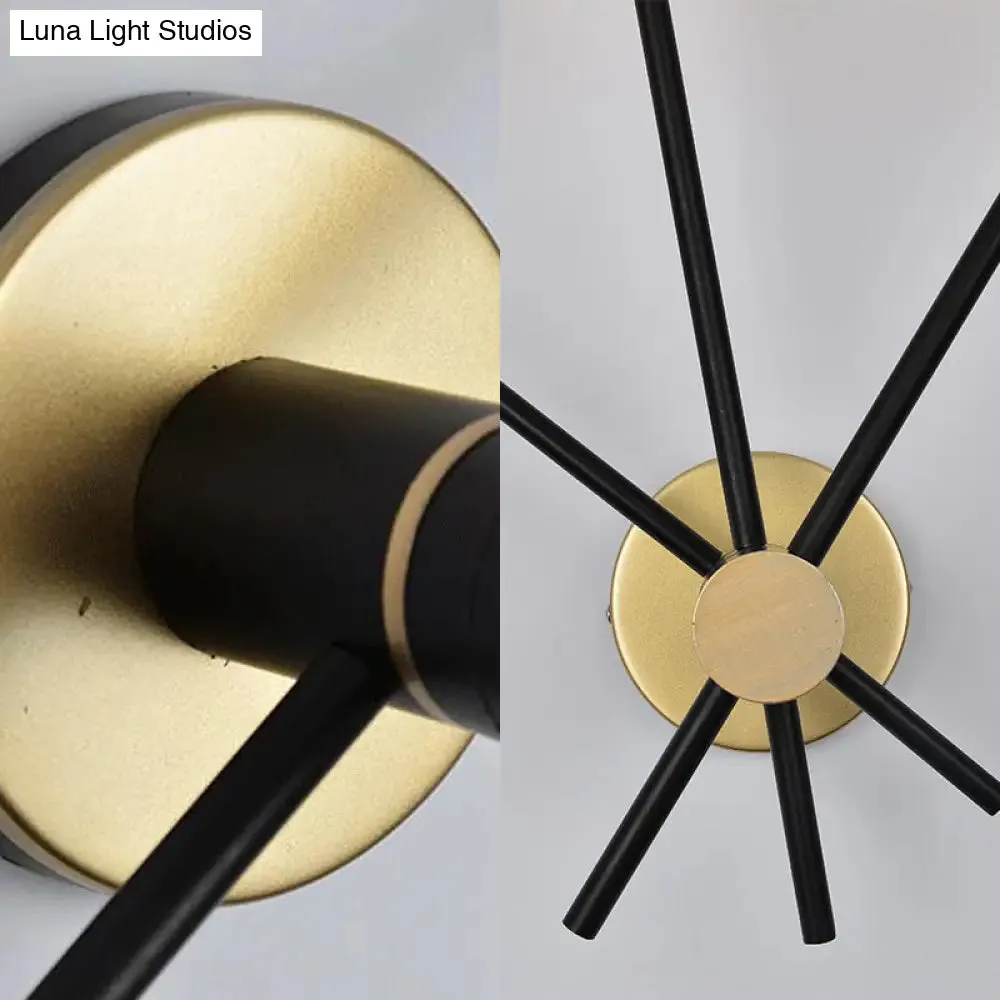 Bedroom Wall Lamp: Black-Gold Wrought Iron Sconce Light with Exposed Bulbs