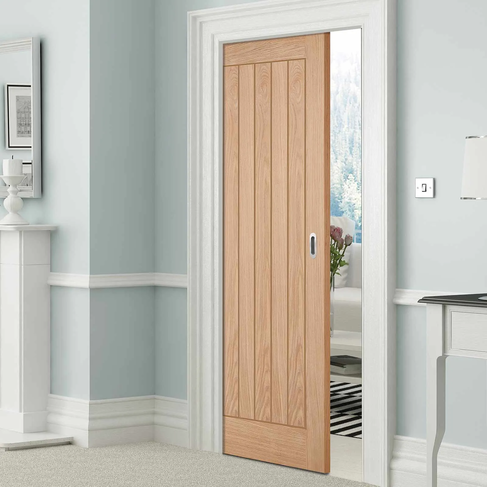 Belize Oak Single Evokit Pocket Door