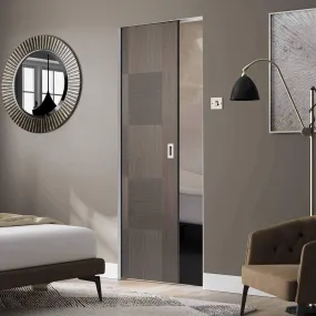 Bespoke Apollo Chocolate Grey Flush Single Frameless Pocket Door - Prefinished