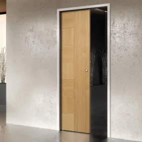 Bespoke Catalonia Flush Oak Single Pocket Door - Prefinished