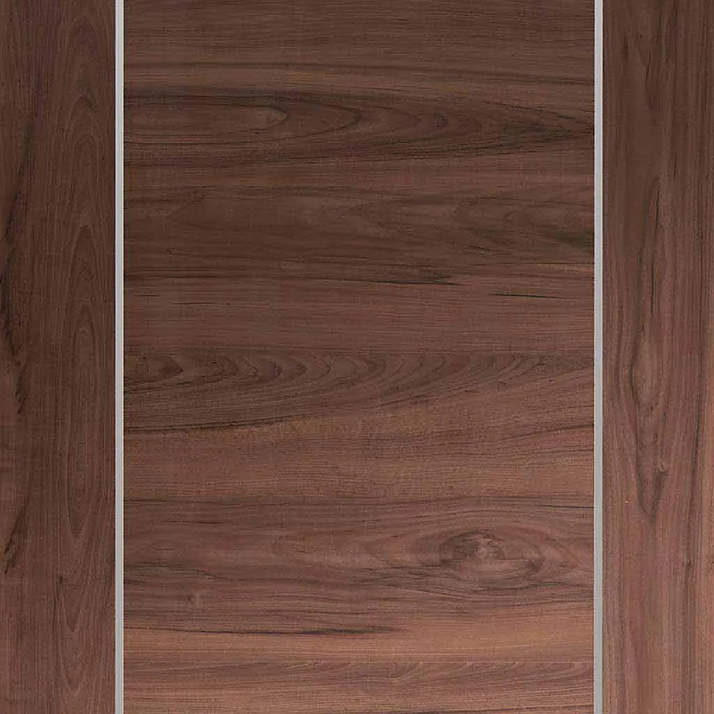 Bespoke Forli Walnut Flush 2 Door Maximal Wardrobe and Frame Kit - Aluminium Inlay - Prefinished