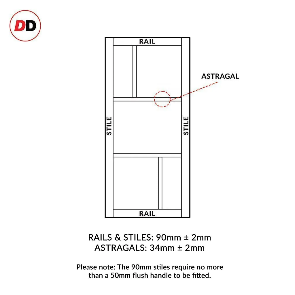 Bespoke Handmade Eco-Urban® Arran 5 Pane Single Absolute Evokit Pocket Door DD6432G Clear Glass(2 FROSTED PANES) - Colour Options