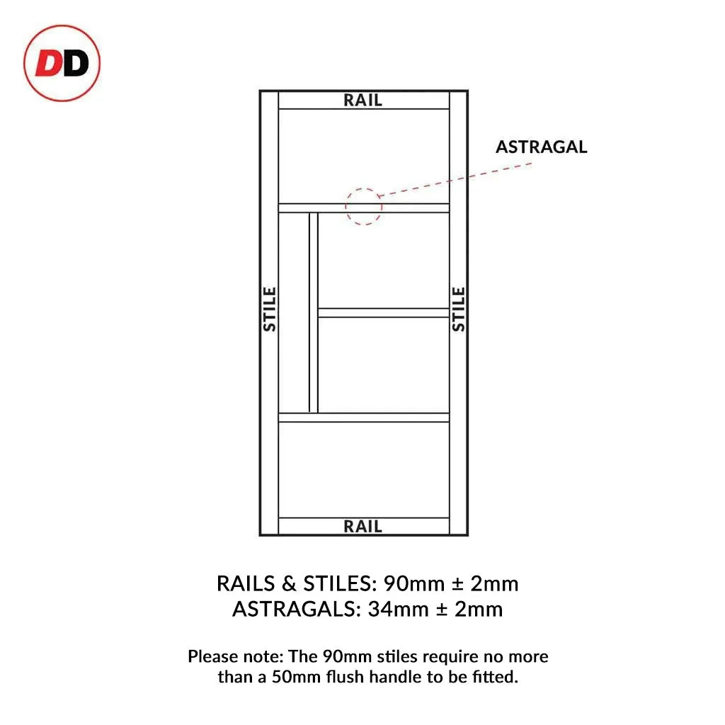 Bespoke Handmade Eco-Urban® Boston 4 Pane Double Evokit Pocket Door DD6311SG - Frosted Glass - Colour Options