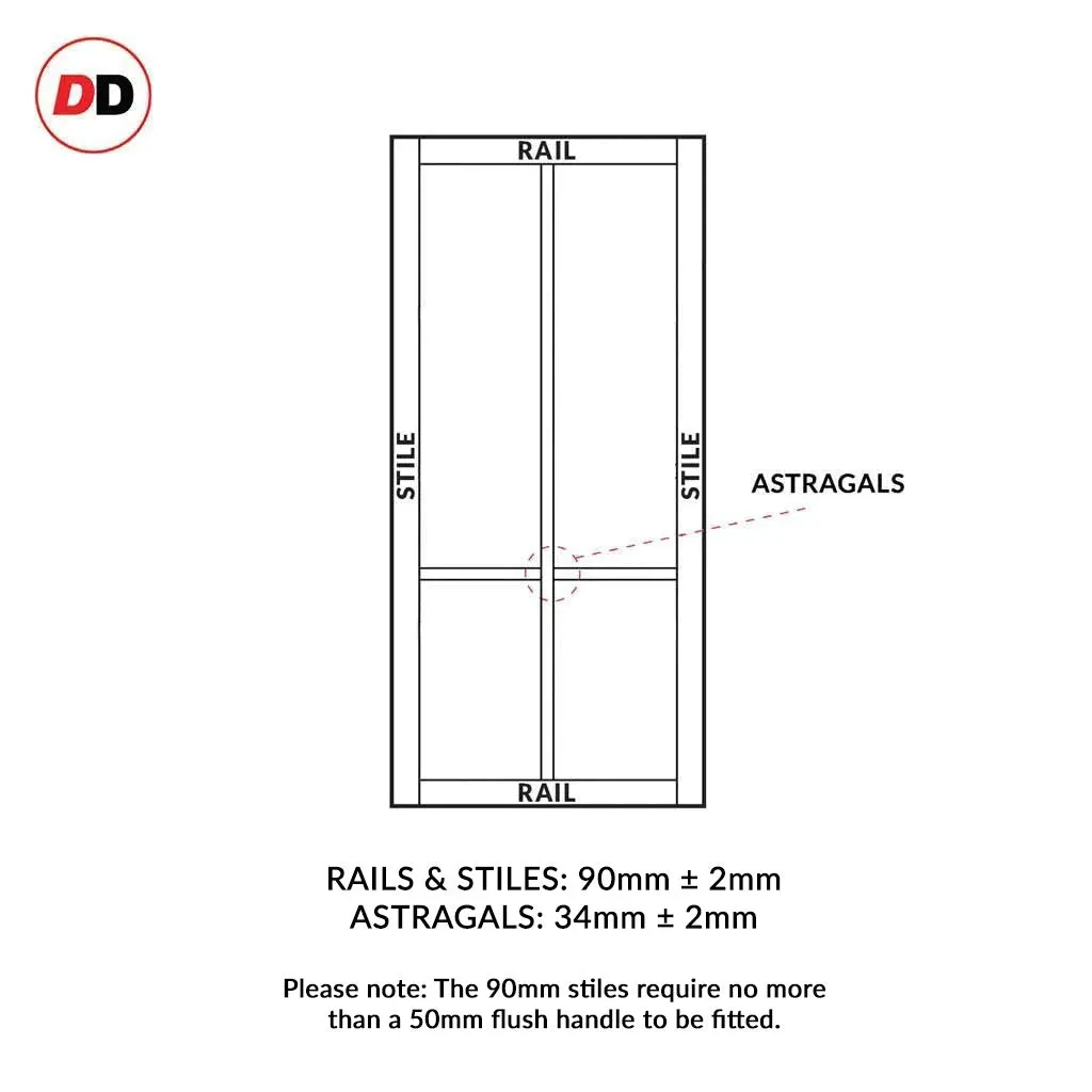 Bespoke Handmade Eco-Urban® Bronx 4 Pane Single Evokit Pocket Door DD6315G - Clear Glass - Colour Options