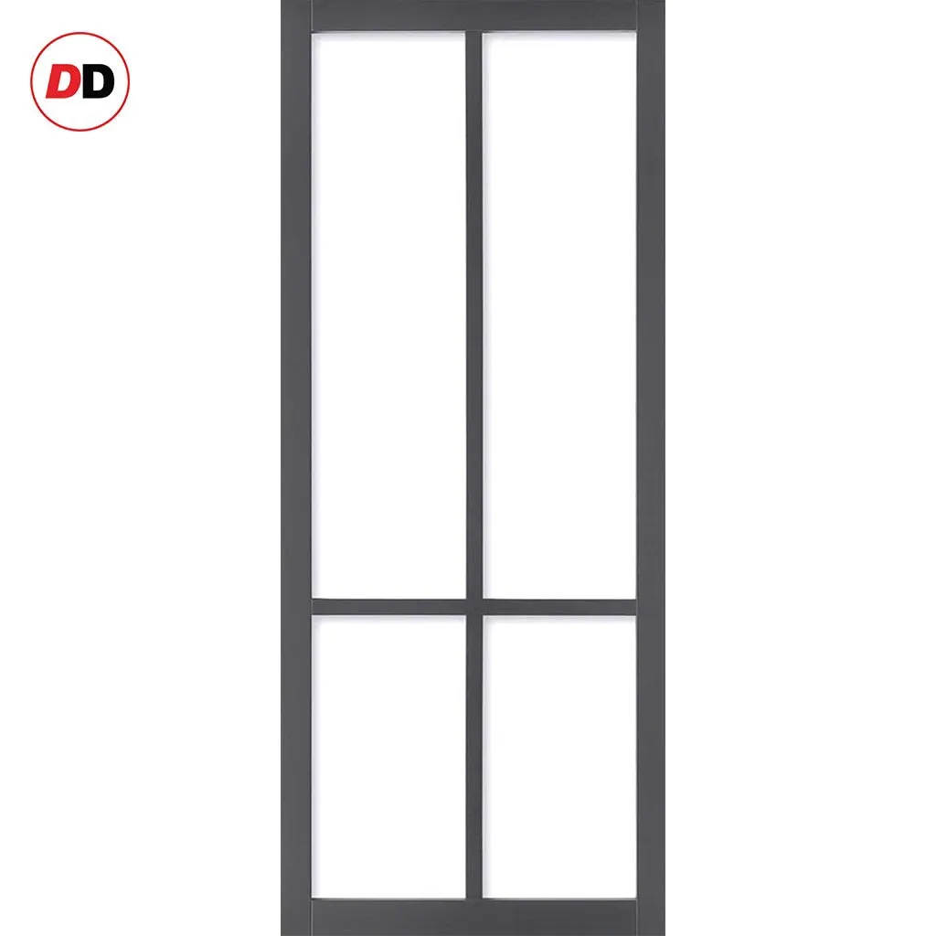 Bespoke Handmade Eco-Urban® Bronx 4 Pane Single Evokit Pocket Door DD6315G - Clear Glass - Colour Options