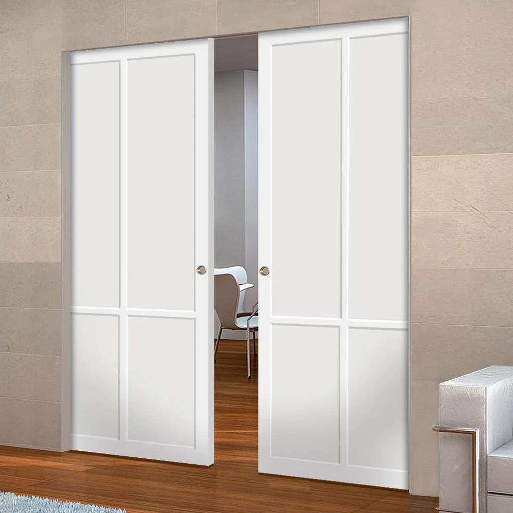 Bespoke Handmade Eco-Urban® Bronx 4 Panel Double Absolute Evokit Pocket Door DD6315 - Colour Options