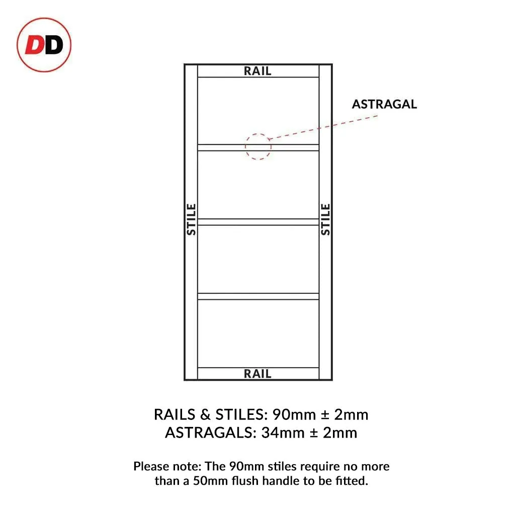 Bespoke Handmade Eco-Urban® Brooklyn 4 Panel Single Evokit Pocket Door DD6307 - Colour Options