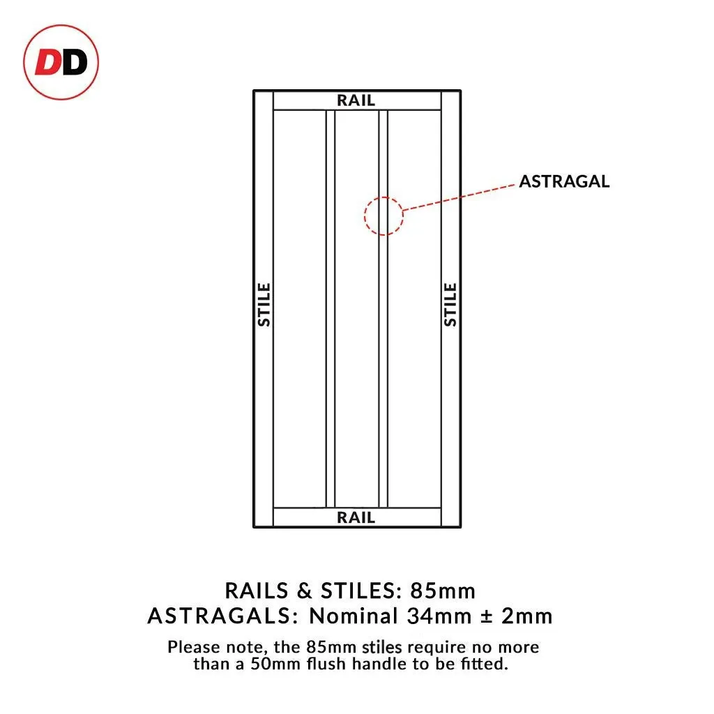 Bespoke Handmade Eco-Urban® Cornwall 1 Pane 2 Panel Single Absolute Evokit Pocket Door DD6404G Clear Glass - Colour Options