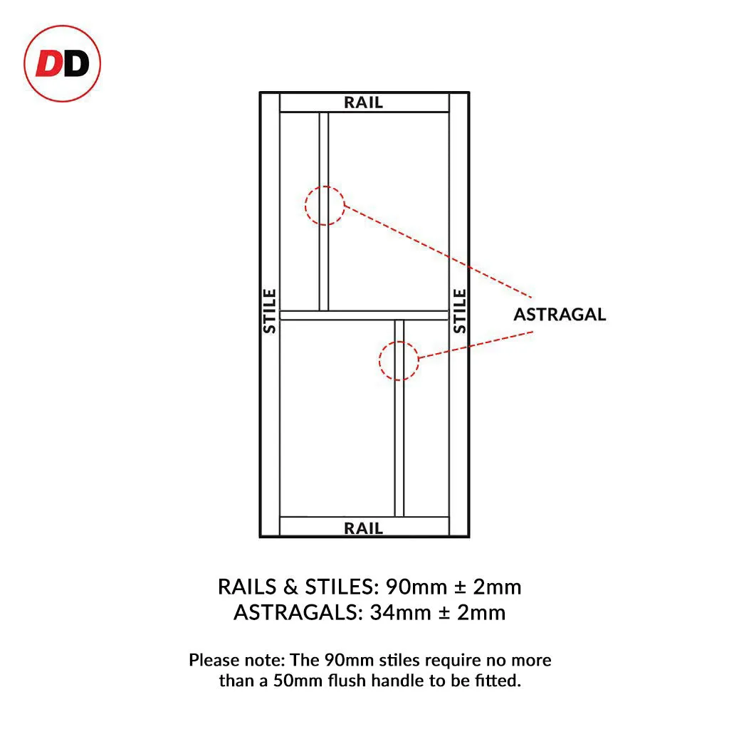 Bespoke Handmade Eco-Urban® Hampton 4 Pane Double Evokit Pocket Door DD6413G Clear Glass - Colour Options