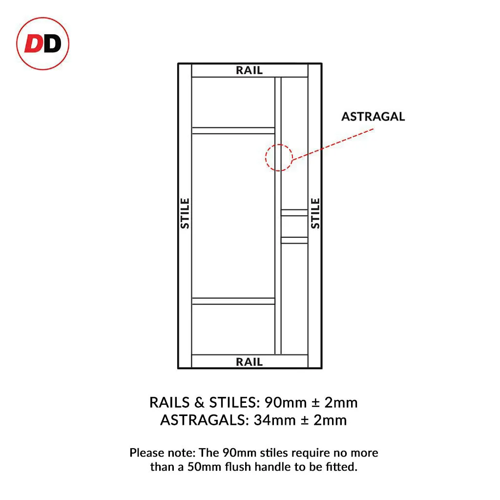 Bespoke Handmade Eco-Urban® Isla 6 Pane Double Absolute Evokit Pocket Door DD6429SG Frosted Glass - Colour Options