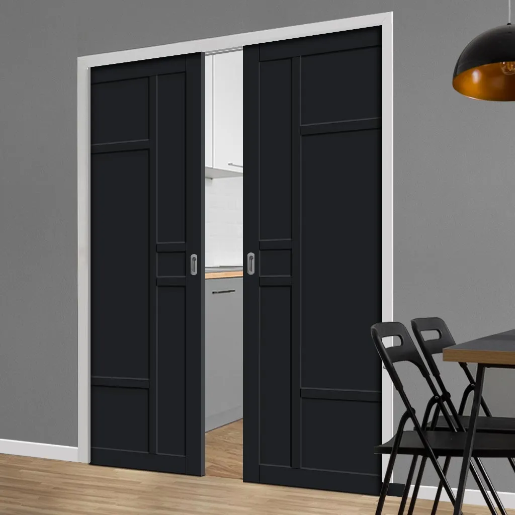 Bespoke Handmade Eco-Urban® Isla 6 Panel Double Evokit Pocket Door DD6429 - Colour Options