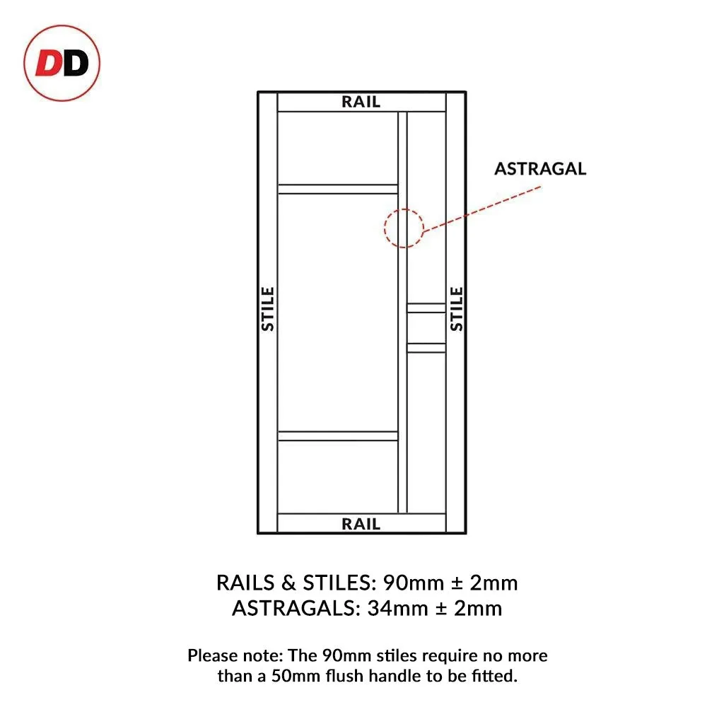 Bespoke Handmade Eco-Urban® Jura 5 Pane 1 Panel Double Absolute Evokit Pocket Door DD6431SG Frosted Glass - Colour Options