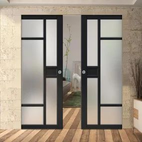 Bespoke Handmade Eco-Urban® Jura 5 Pane 1 Panel Double Absolute Evokit Pocket Door DD6431SG Frosted Glass - Colour Options