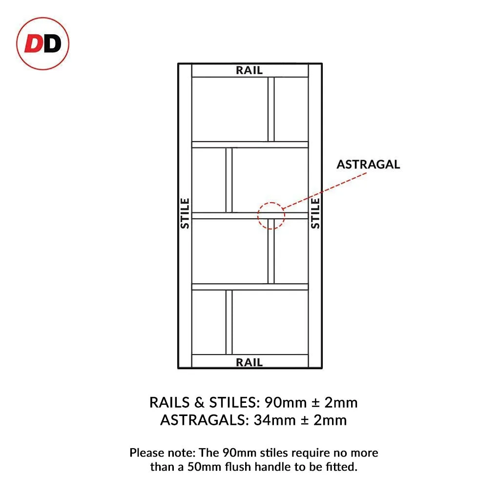 Bespoke Handmade Eco-Urban® Kochi 8 Pane Double Absolute Evokit Pocket Door DD6415SG Frosted Glass - Colour Options