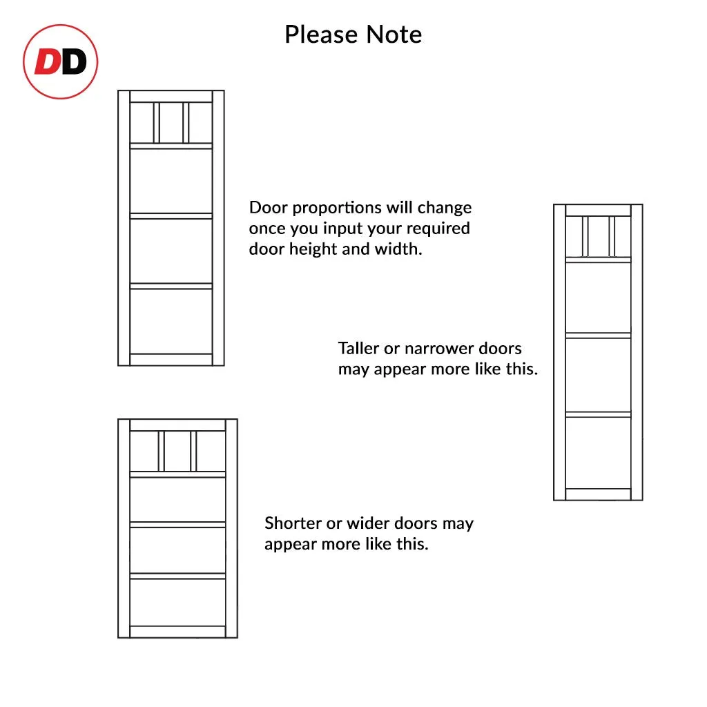 Bespoke Handmade Eco-Urban® Lagos 3 Pane 3 Panel Double Absolute Evokit Pocket Door DD6427G Clear Glass - Colour Options