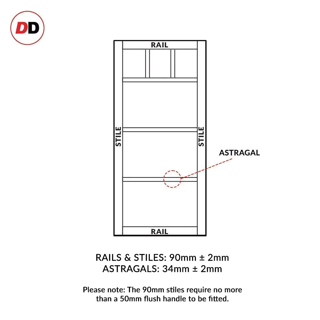 Bespoke Handmade Eco-Urban® Lagos 3 Pane 3 Panel Double Absolute Evokit Pocket Door DD6427G Clear Glass - Colour Options