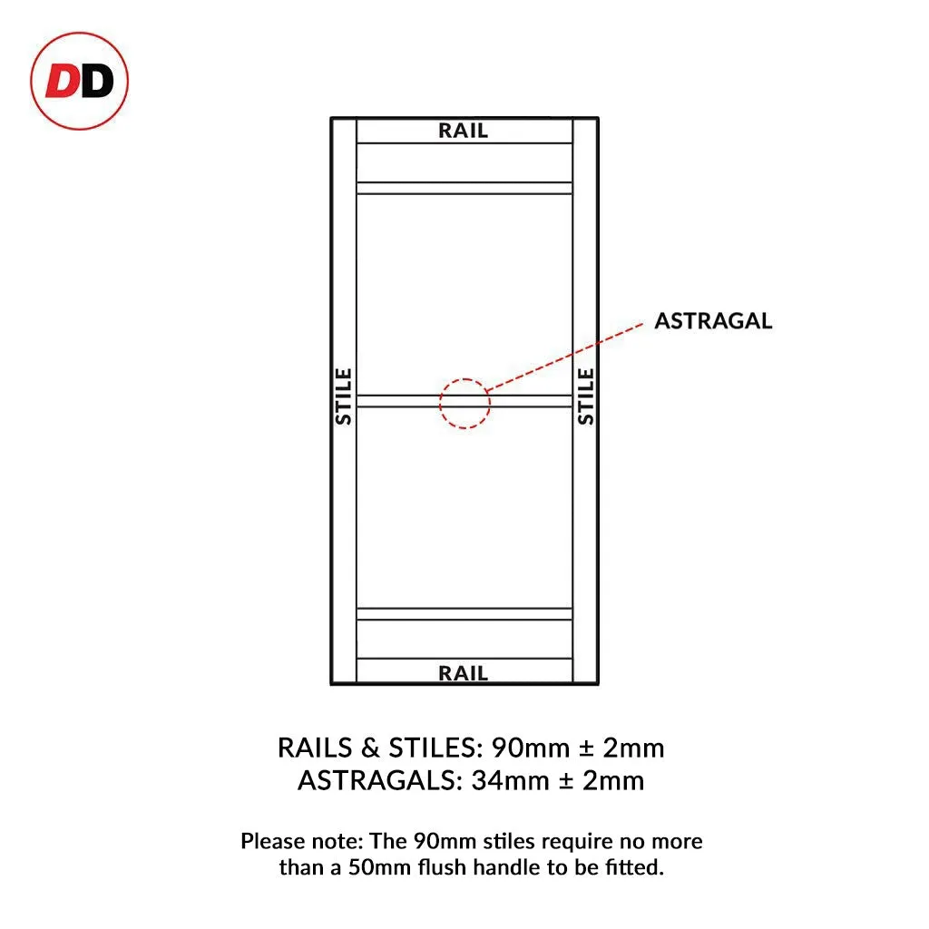 Bespoke Handmade Eco-Urban® Malvan 4 Pane Single Absolute Evokit Pocket Door DD6414SG Frosted Glass - Colour Options