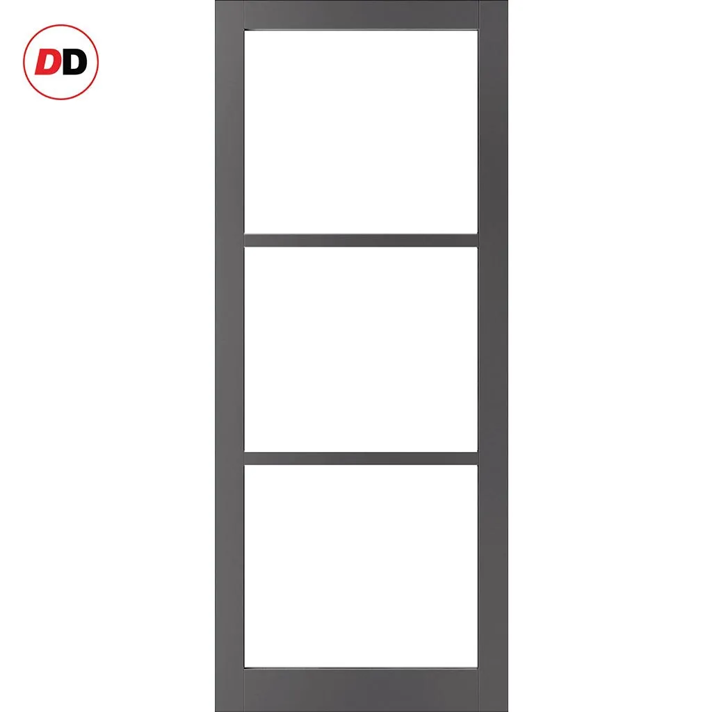 Bespoke Handmade Eco-Urban® Manchester 3 Pane Single Evokit Pocket Door DD6306G - Clear Glass - Colour Options