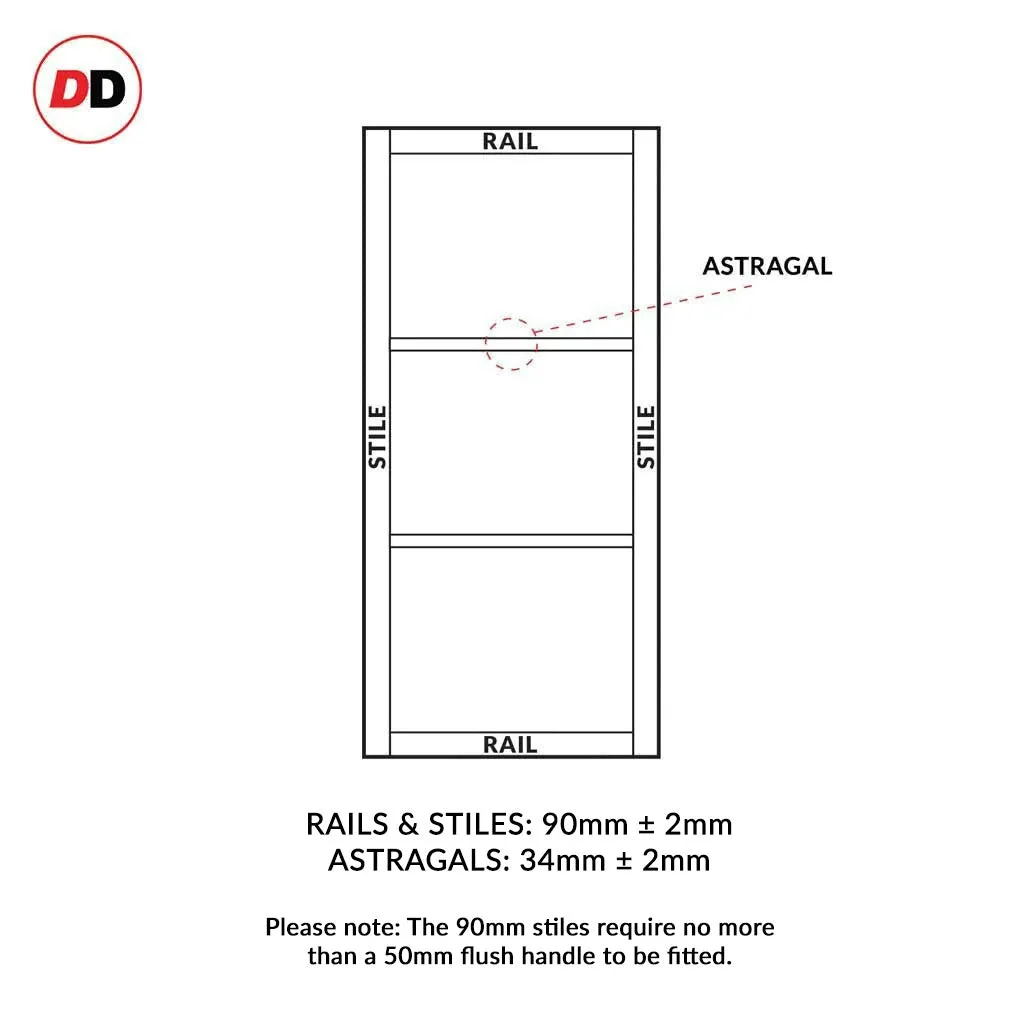 Bespoke Handmade Eco-Urban® Manchester 3 Pane Single Evokit Pocket Door DD6306G - Clear Glass - Colour Options