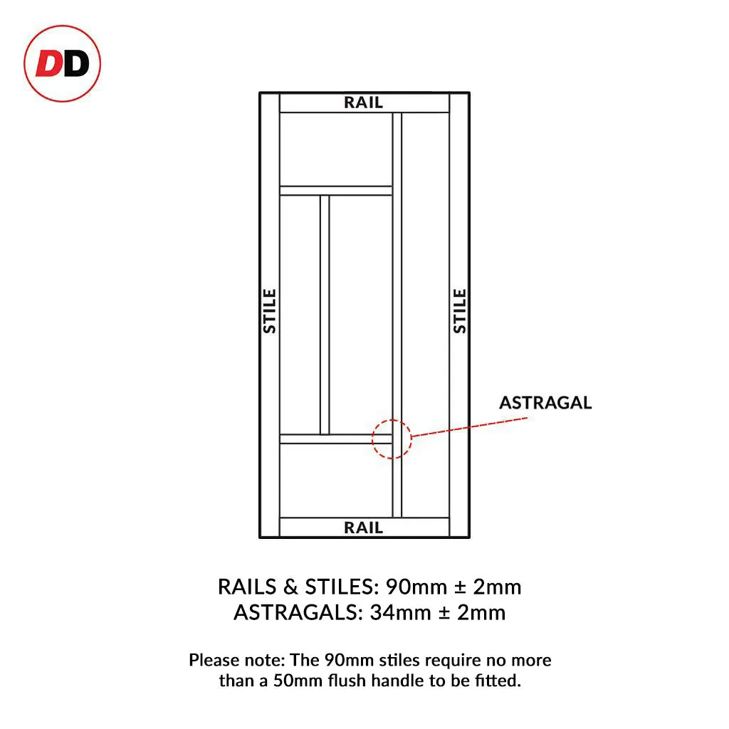 Bespoke Handmade Eco-Urban® Morningside 5 Pane Double Evokit Pocket Door DD6437SG Frosted Glass - Colour Options