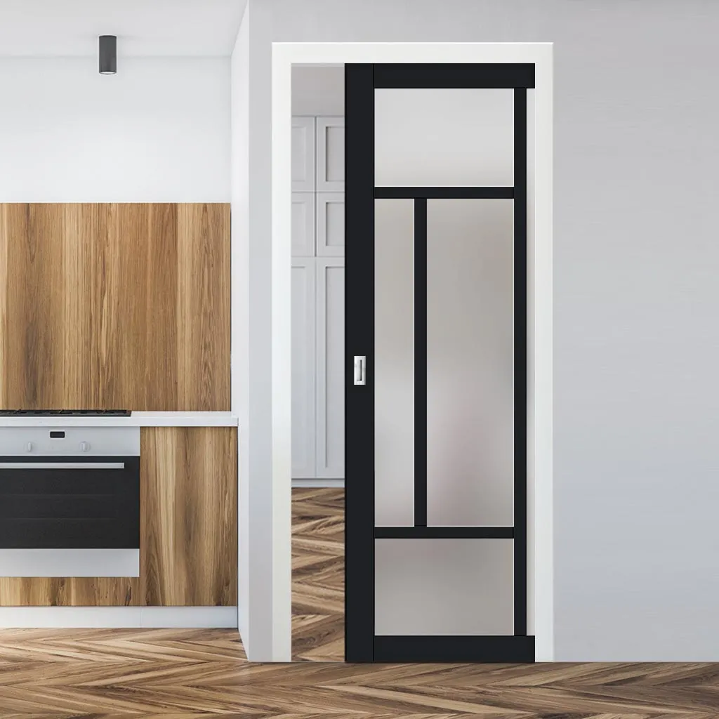 Bespoke Handmade Eco-Urban® Morningside 5 Pane Single Evokit Pocket Door DD6437SG Frosted Glass - Colour Options