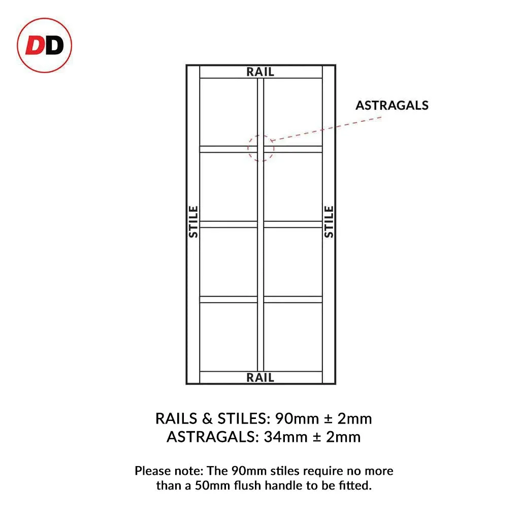 Bespoke Handmade Eco-Urban® Perth 8 Pane Single Absolute Evokit Pocket Door DD6318G - Clear Glass - Colour Options