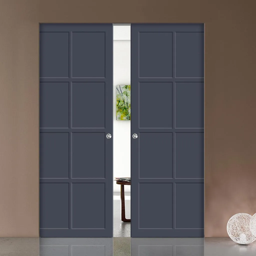 Bespoke Handmade Eco-Urban® Perth 8 Panel Double Absolute Evokit Pocket Door DD6318 - Colour Options