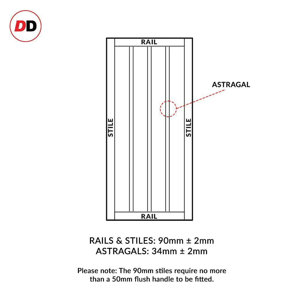 Bespoke Handmade Eco-Urban® Sintra 4 Pane Double Absolute Evokit Pocket Door DD6428SG Frosted Glass - Colour Options