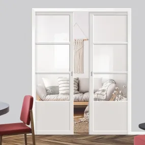 Bespoke Handmade Eco-Urban® Staten 3 Pane 1 Panel Double Evokit Pocket Door DD6310G - Clear Glass - Colour Options