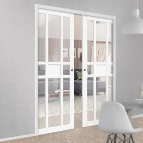 Bespoke Handmade Eco-Urban® Tromso 8 Pane 1 Panel Double Evokit Pocket Door DD6402G Clear Glass - Colour Options