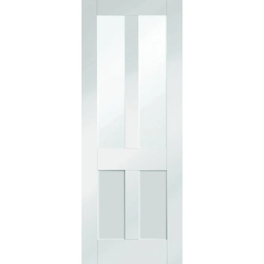 Bespoke Malton Shaker White Primed Glazed Double Frameless Pocket Door