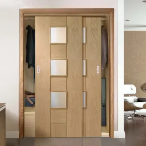 Bespoke Messina Oak Glazed 2 Door Maximal Wardrobe and Frame Kit - Prefinished