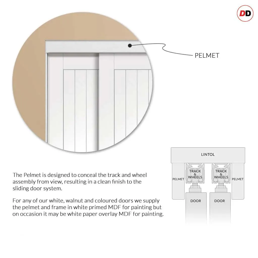 Bespoke Pass-Easi DX 1930's Glazed - 2 Sliding Doors and Frame Kit - White Primed