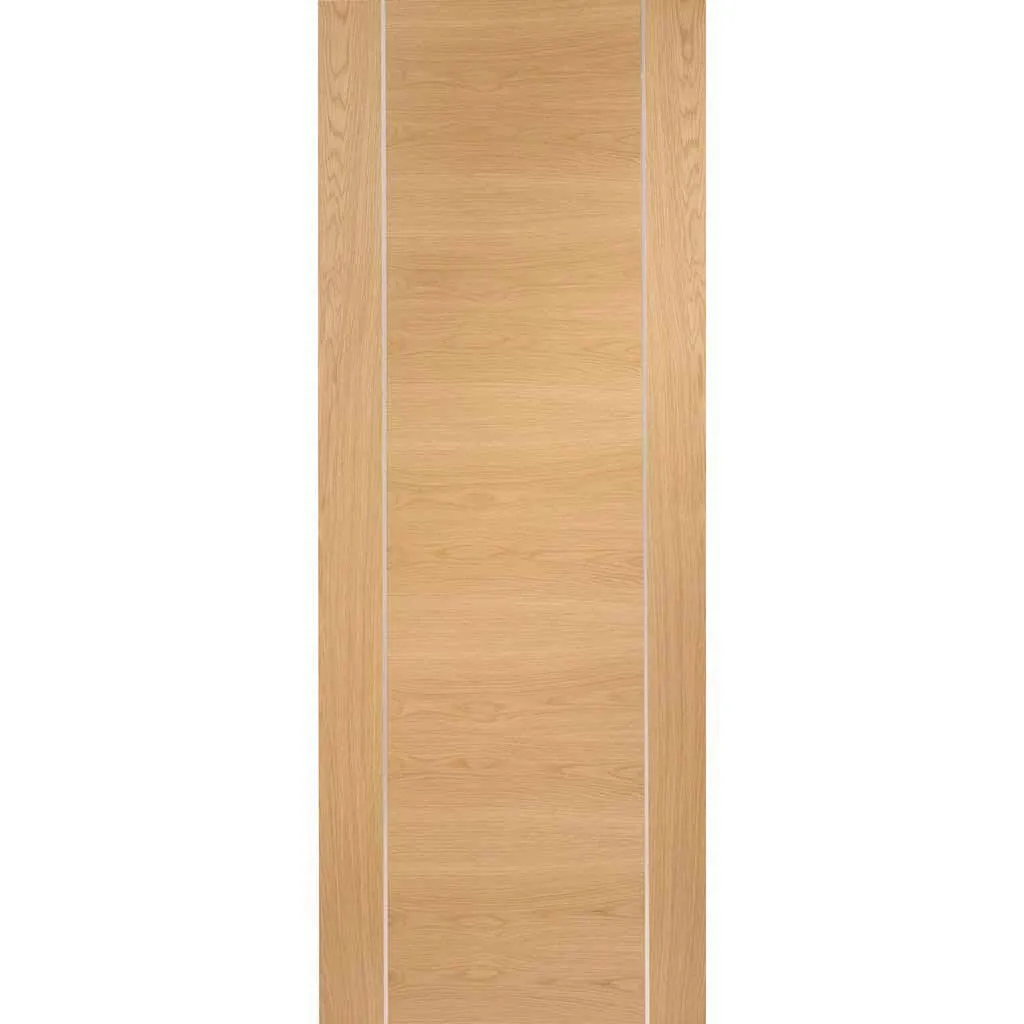 Bespoke Pass-Easi Forli Oak Flush - 3 Sliding Doors and Frame Kit - Aluminium Inlay - Prefinished