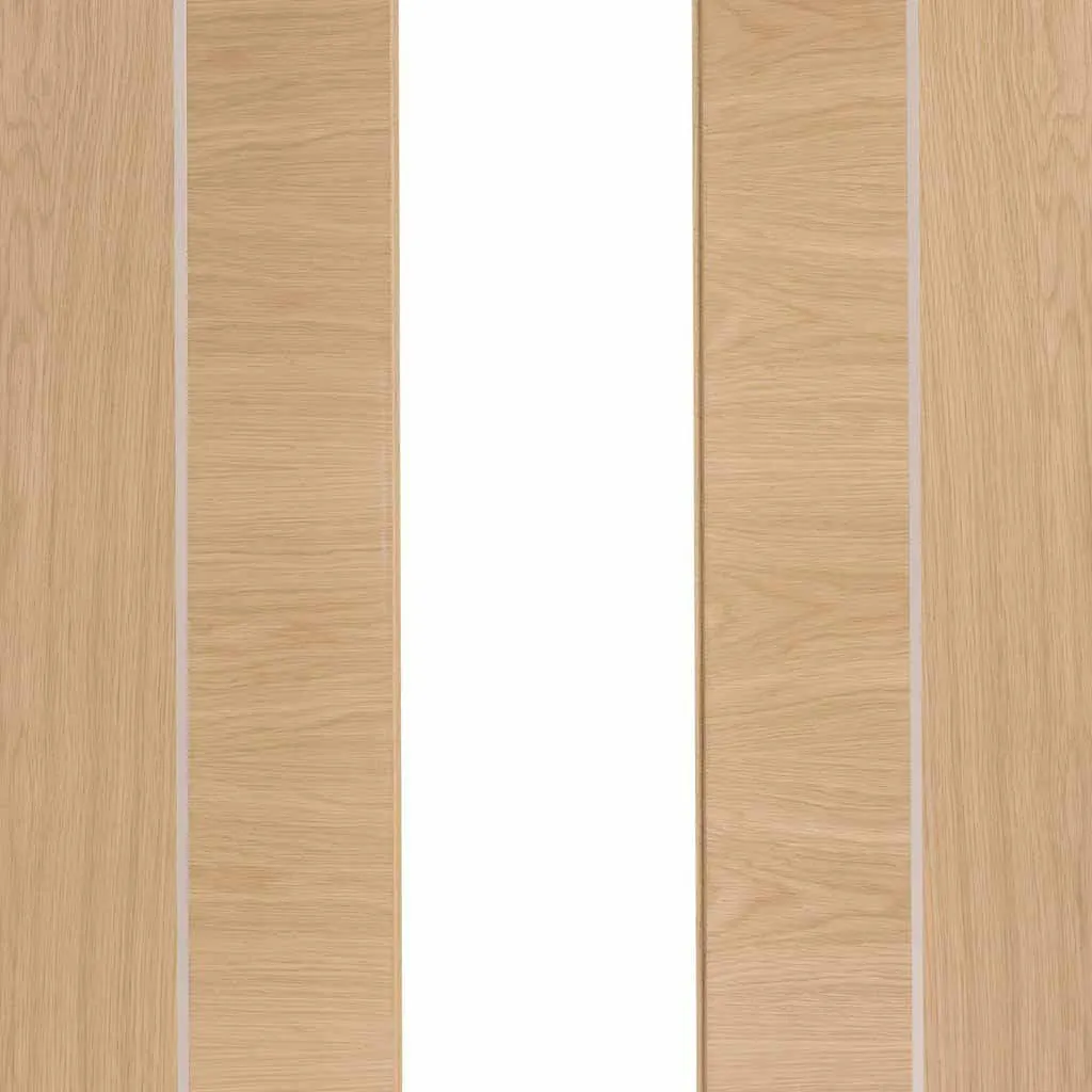 Bespoke Pass-Easi Forli Oak Glazed - 3 Sliding Doors and Frame Kit - Aluminium Inlay - Prefinished