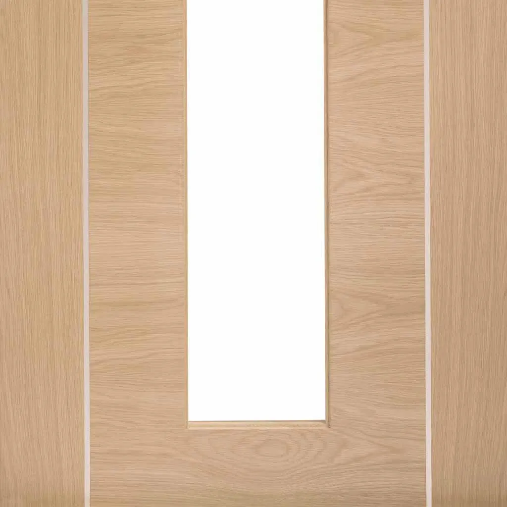 Bespoke Pass-Easi Forli Oak Glazed - 3 Sliding Doors and Frame Kit - Aluminium Inlay - Prefinished