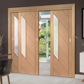 Bespoke Pass-Easi Monza Oak Glazed - 3 Sliding Doors and Frame Kit