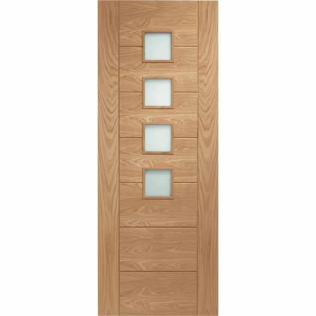 Bespoke Pass-Easi Palermo Oak Glazed - 4 Sliding Doors and Frame Kit - Prefinished